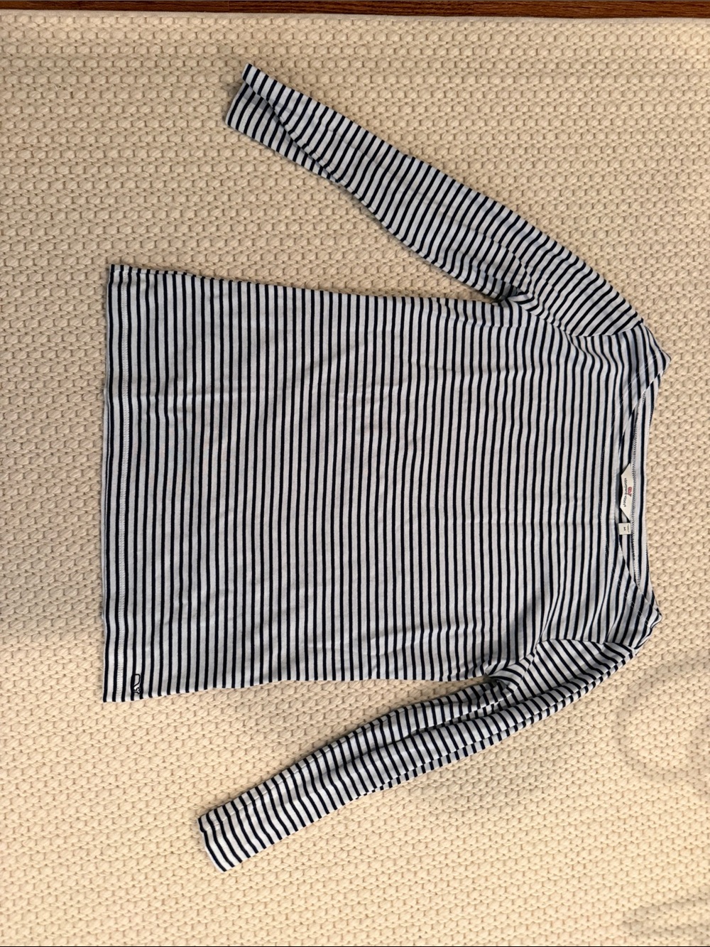 Vineyard Vines Navy and White Striped Long-Sleeve Tee